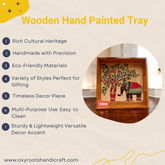 Wooden Hand Painted Serving Tray With Majestic Elephant Design